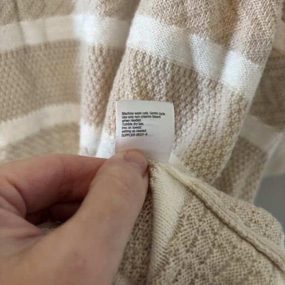 Ana Striped Dolman Sweater Beige White 3/4 Sleeve Textured Women’s Sz 2X - Picture 6 of 9